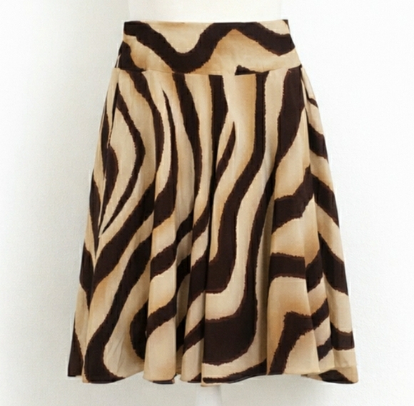 Lauren Ralph Lauren Dresses & Skirts - Lauren RALPH LAUREN Silk Animal Print A‑Line Skirt Brown Tan Flowy SIZE 10